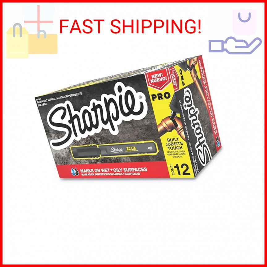 Sharpie Pro Permanent Marker, Fine Point, Black, 12 Count (2017818)