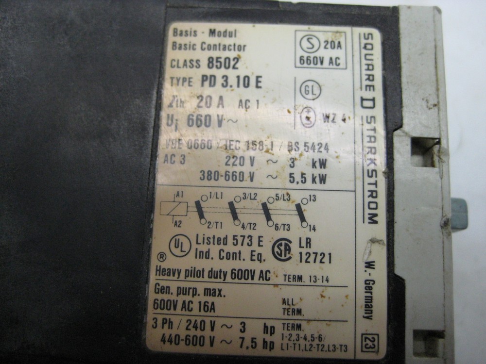 SQUARE D 8502PD3.10E CONTACTOR UNMP