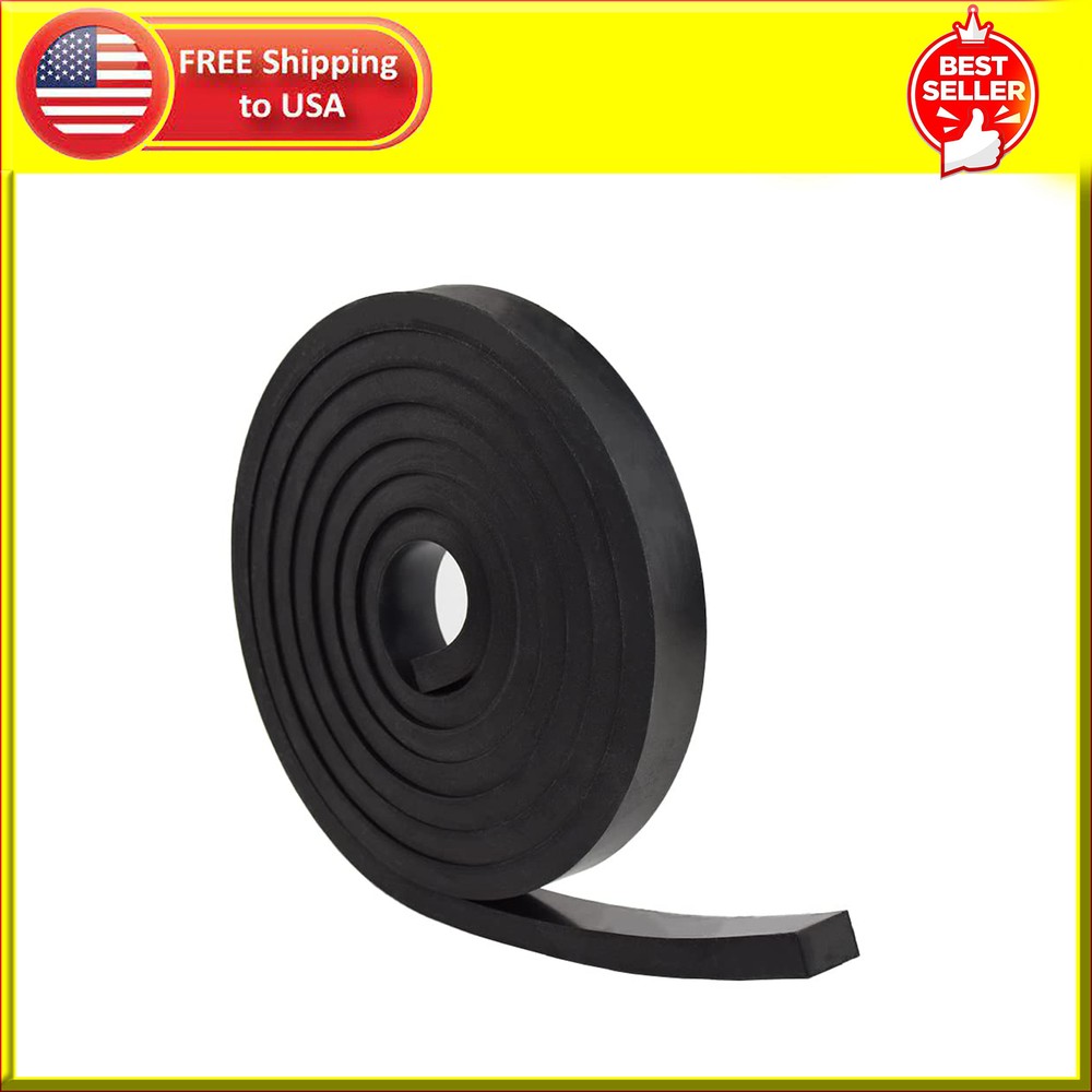 DOBTIM Rubber Strips 1/2(.500)" Thick X 1" Wide X 10'Long, Solid Rubber Rolls