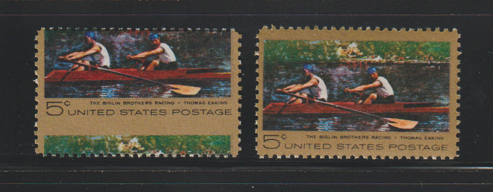 US EFO ERROR Stamps: 1335 Thomas Eakins, Painter: Big Misperf & Normal. MNH