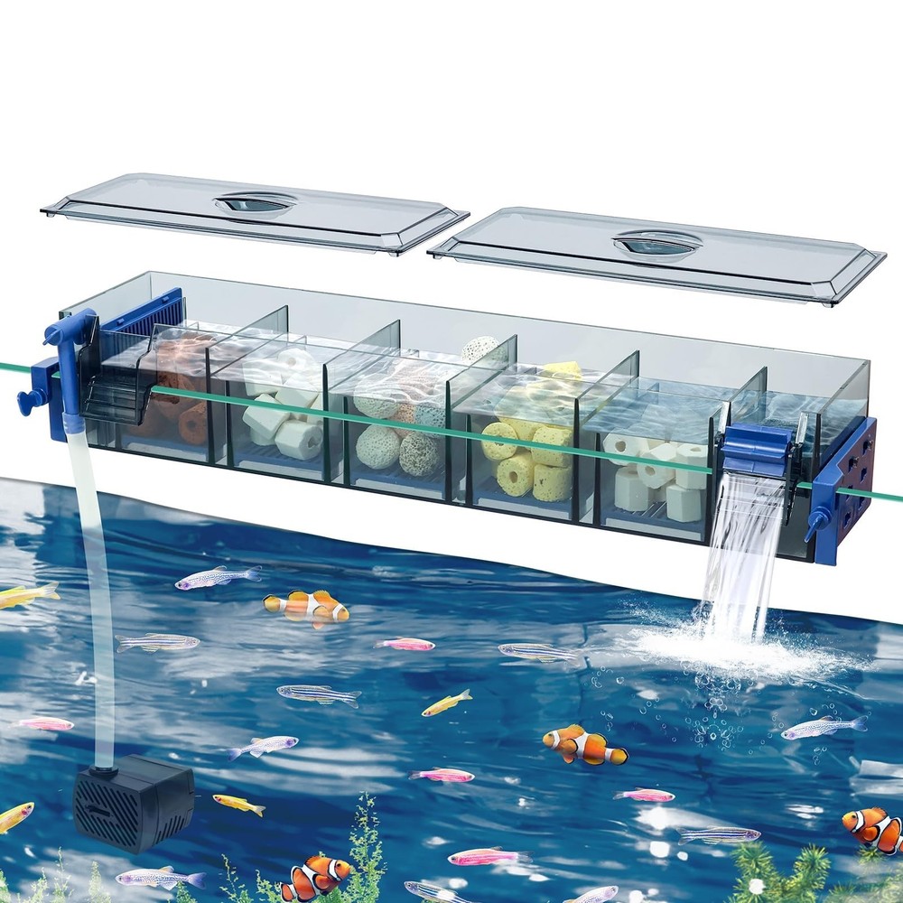 Multi Layer Aquarium Fish Tank Filter with Waterfall Oxygenation Suitable for...