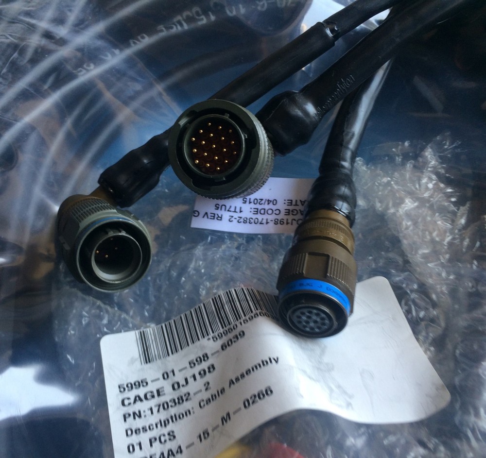 5995-01-598-6039 CABLE ASSY SATCOM DATA POWER 3 CONNECTORS 100FT 170382-2