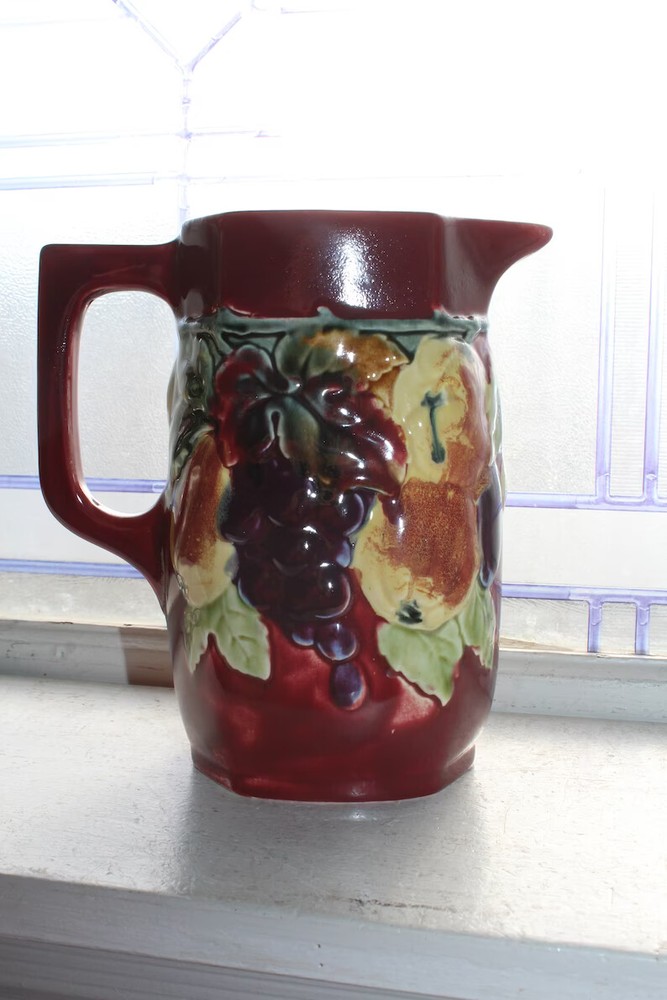Vintage Bern Czech Pitcher with Fruit Decoration