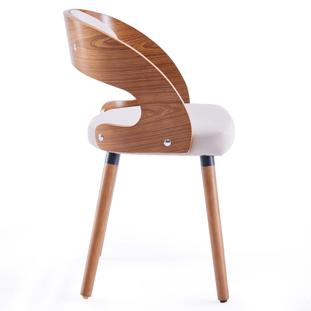 Wood Dining Chairs, Modern Upholstered Dining Chairs with Curved Backrest for