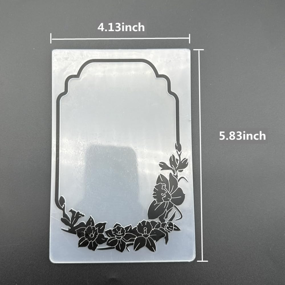 3D Plastic Embossing Folder Template Flower Border Texture A6 Size for Card Maki