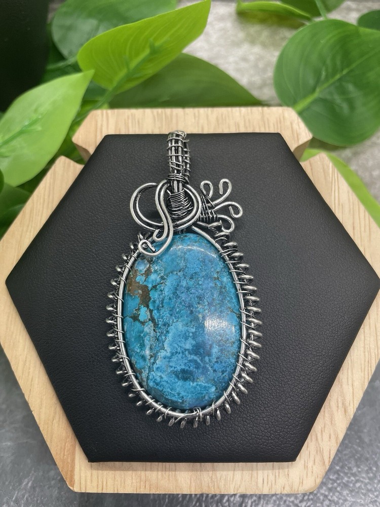 2.5” Handmade 925 Silver Plated Gemstone Wire Wrapped Pendant New B2187