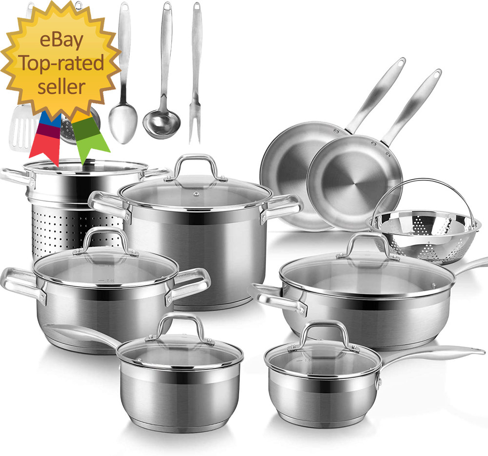 Professional Stainless Steel Induction Cookware Set 19PC Kitchen Pots