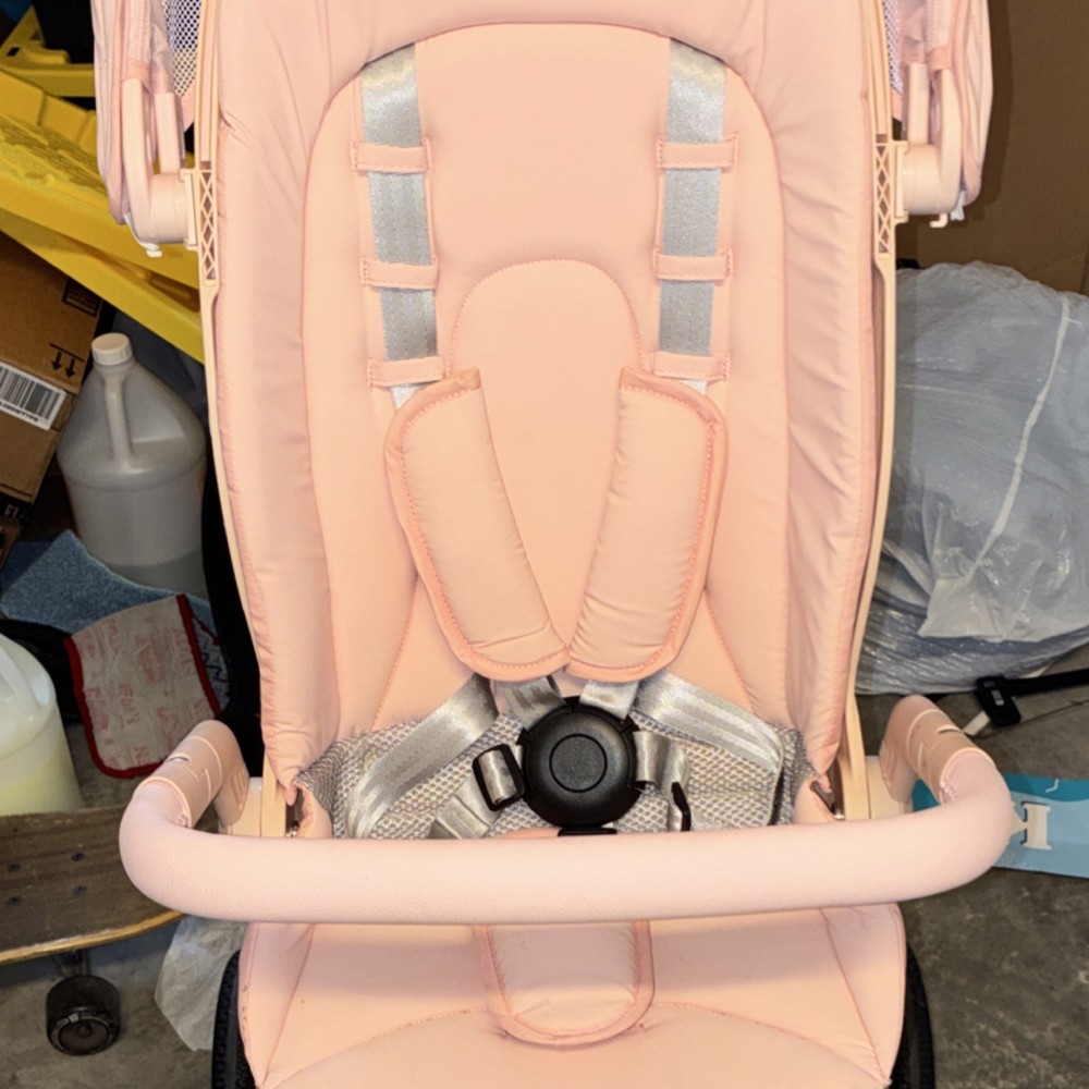 HaShow Q2 Pink Stroller Adjustable Handle Backrest Harness Storage Basket