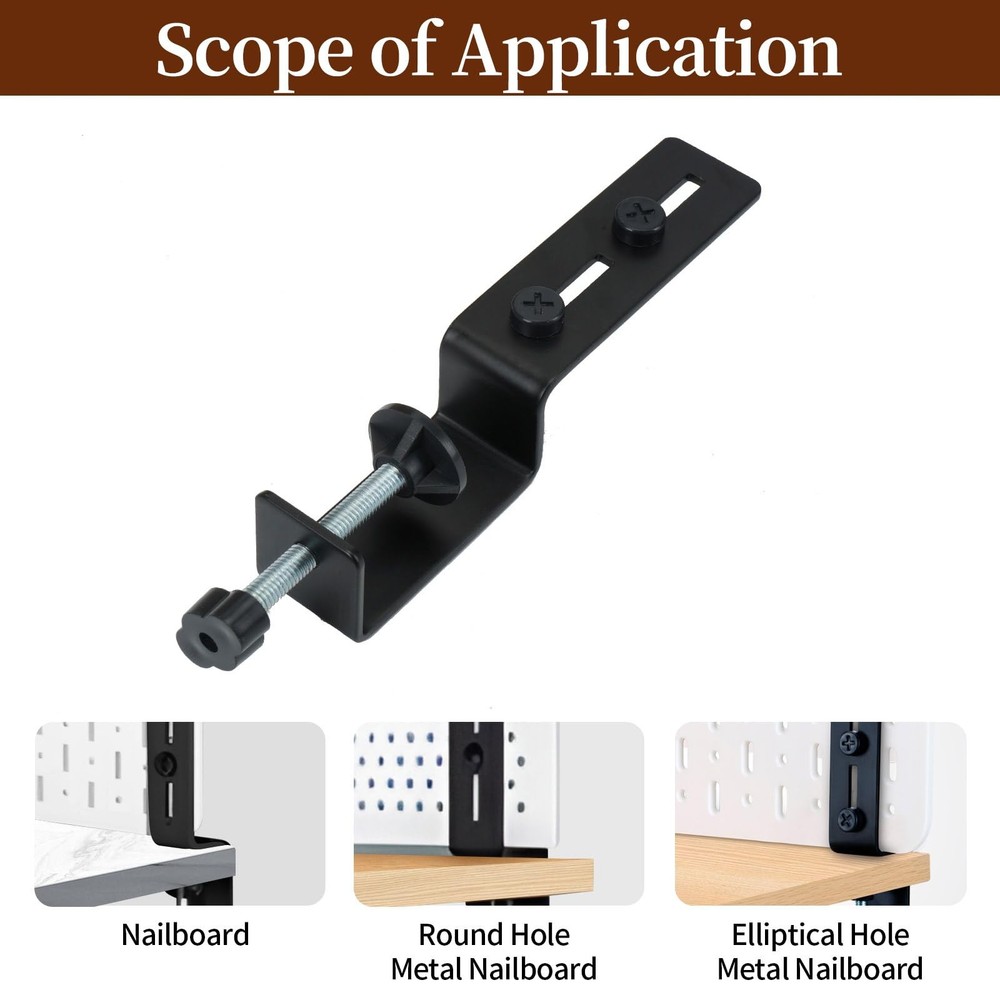 Desk Clamp 2 Pack Pegboard Fixing Bracket Metal Desktop Organizer Mount Black
