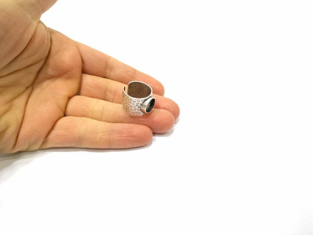 Silver Ring Setting Resin Cabochon Base inlay Blank Adjustable Base Bezel G16462