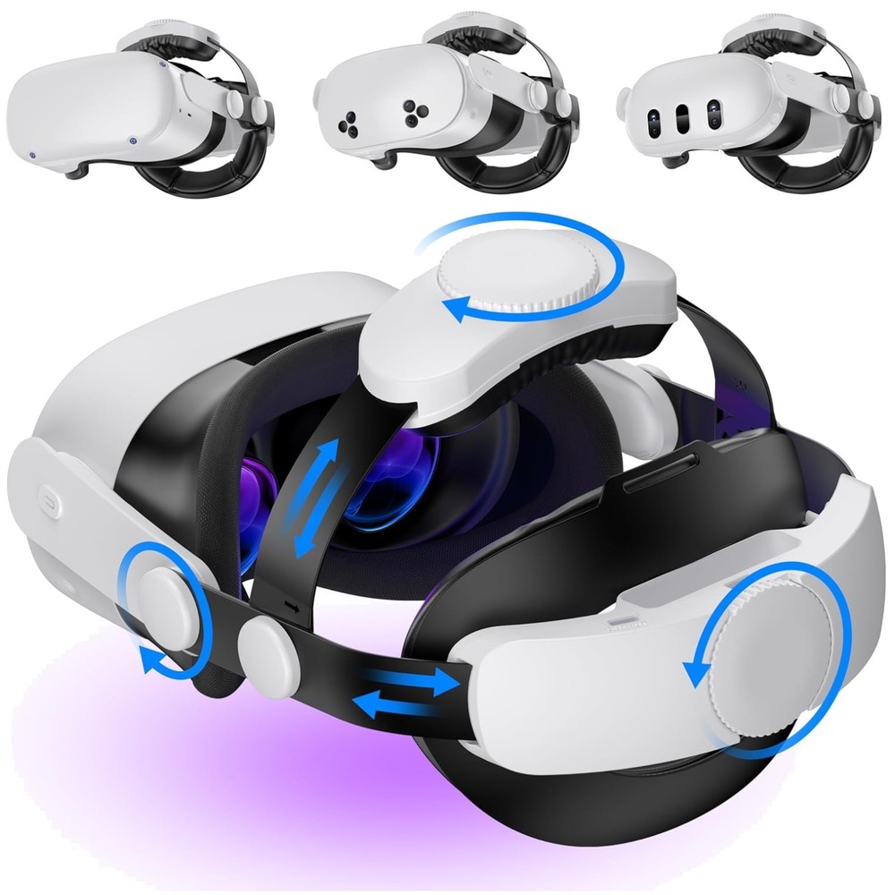 Enhanced Support Adjustable Head Strap for Oculus Quest 2/3 with Dual Pads
