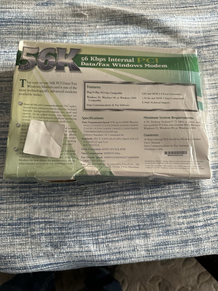 Actiontec 56 kbps internal pci data/fax windows modem