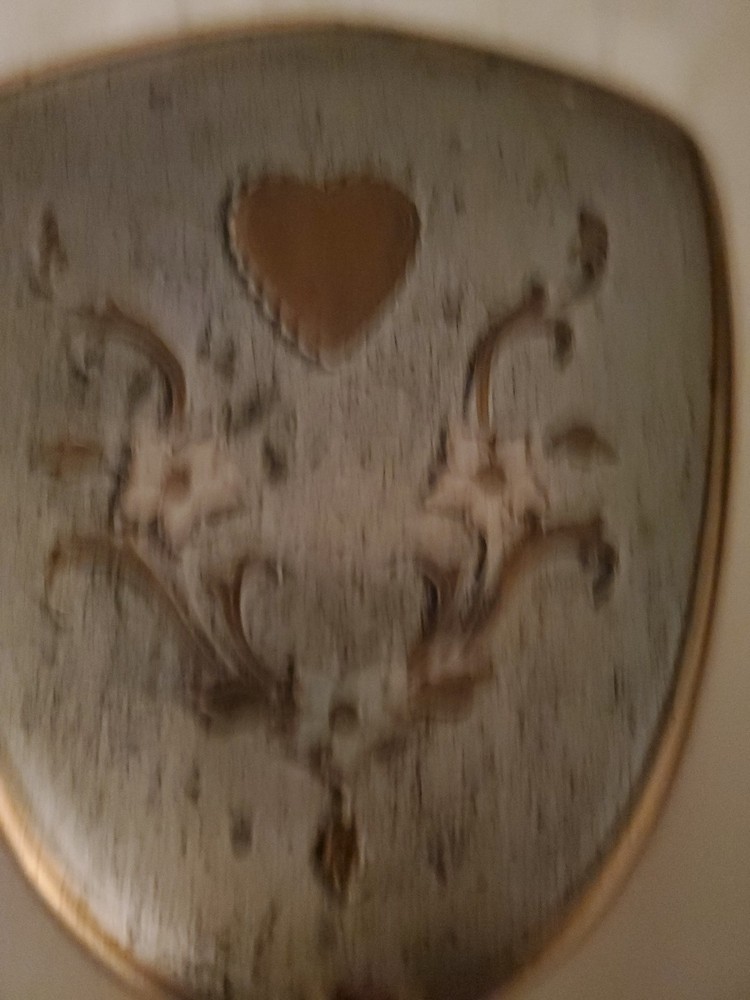Vintage art deco brass handheld vanity mirror
