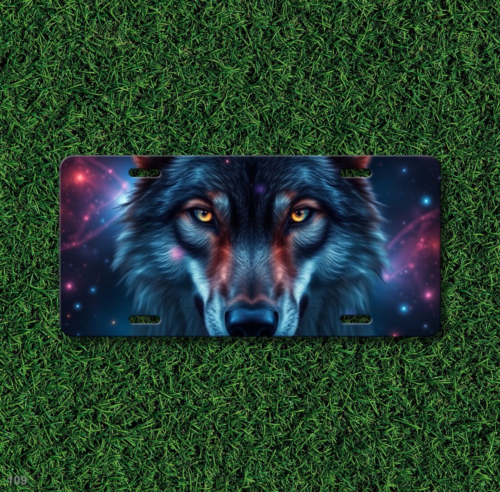 Hyperrealistic Wolf License Plate Optional Text Vanity Plate Special Gift