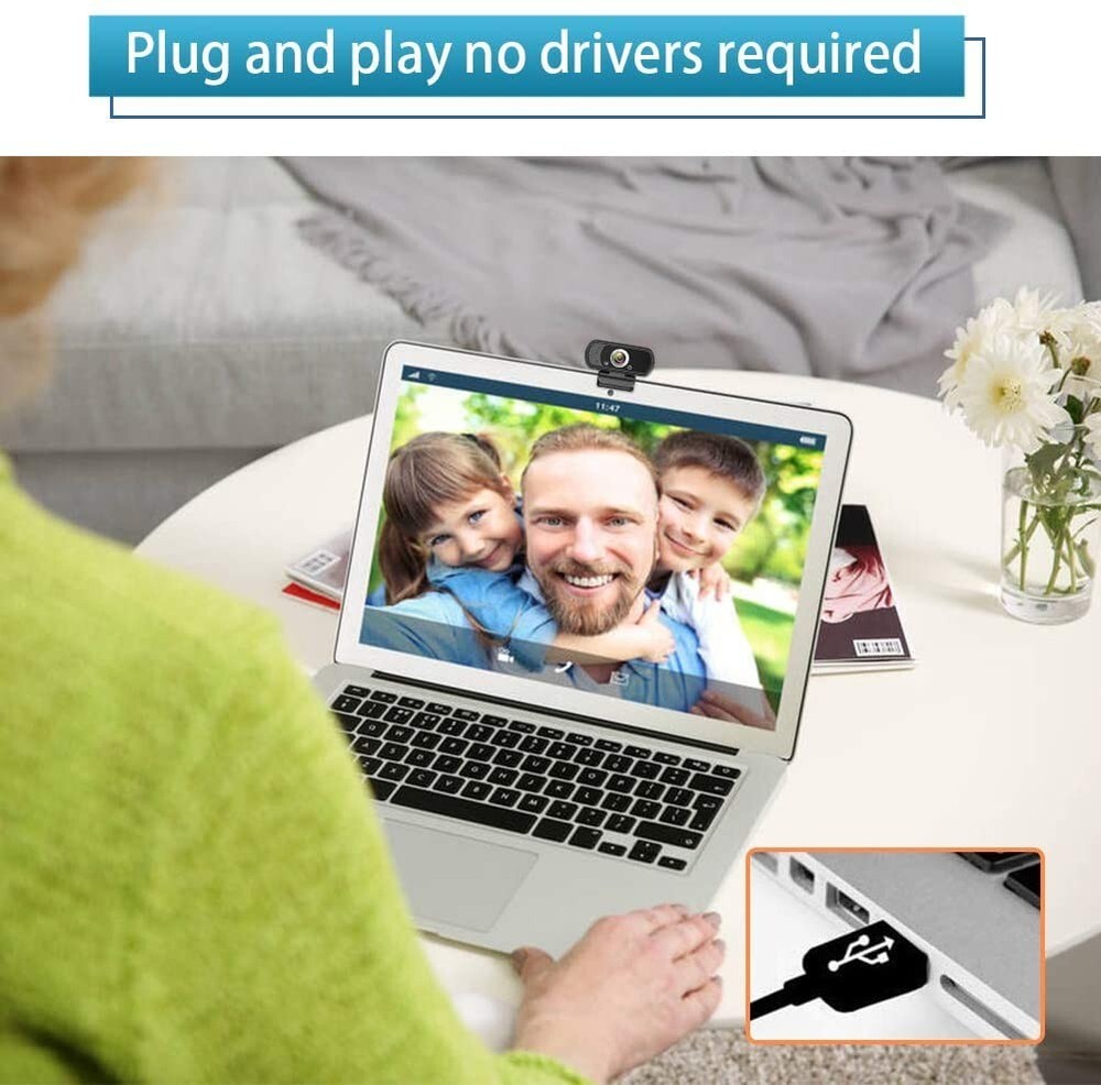 Webcam HD 1080P,Webcam with Microphone,Webcam with Privacy Shutter and Tripod