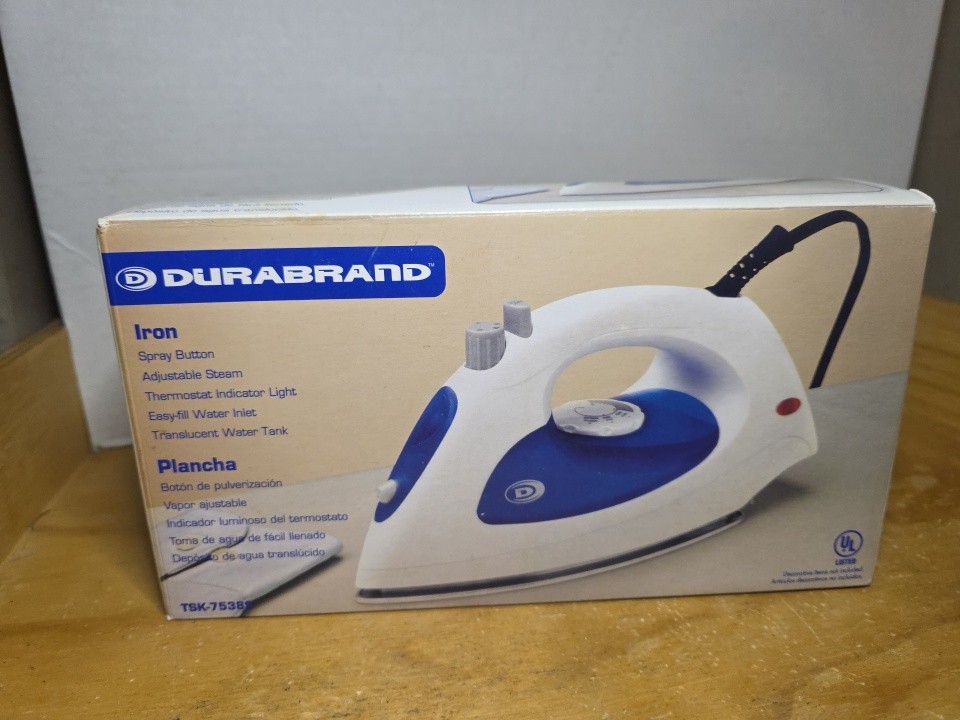 Durabrand Iron Steam and Spray Button TSK-7538S - White/ Blue In Box
