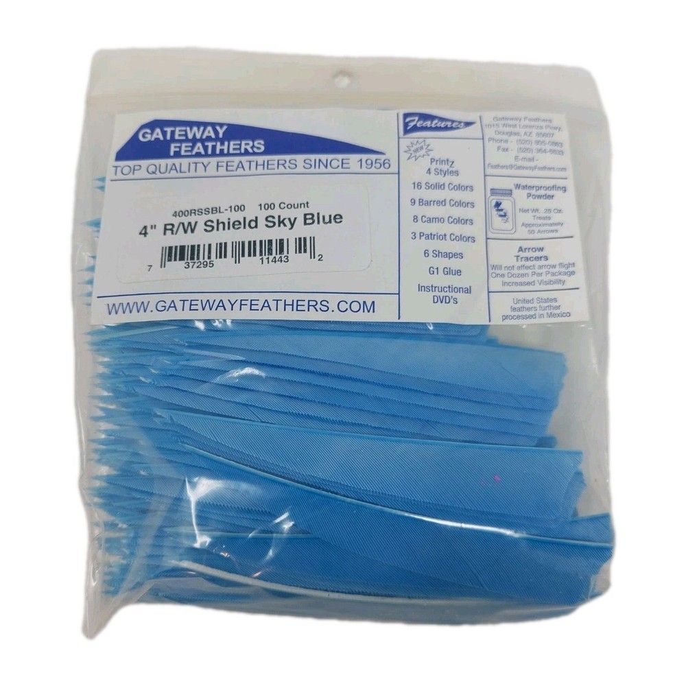 100 Pack Gateway Feathers 4" Right Wing: Shield Sky Blue 400RSSBL-100