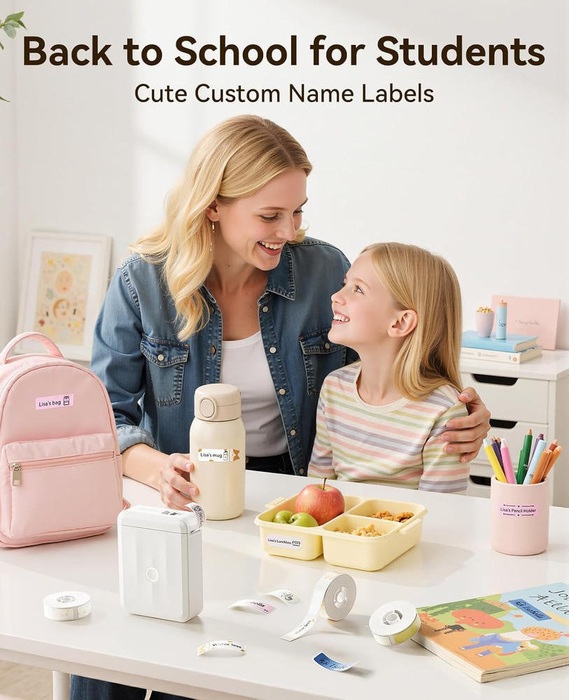 Label Maker Machine Bluetooth Label Printer for School Home Office Organization,