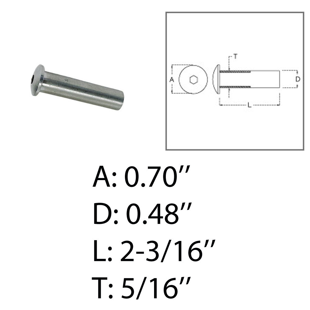 Deck Railing 5/16" Dome Head Stud Receiver Wire Cable Railing Stainless Steel