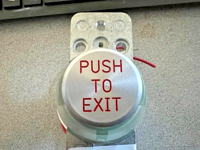 Schlage 621AL-EX-DA 1-1/4" Heavy Duty Delay Action Push to Exit Button Engraved