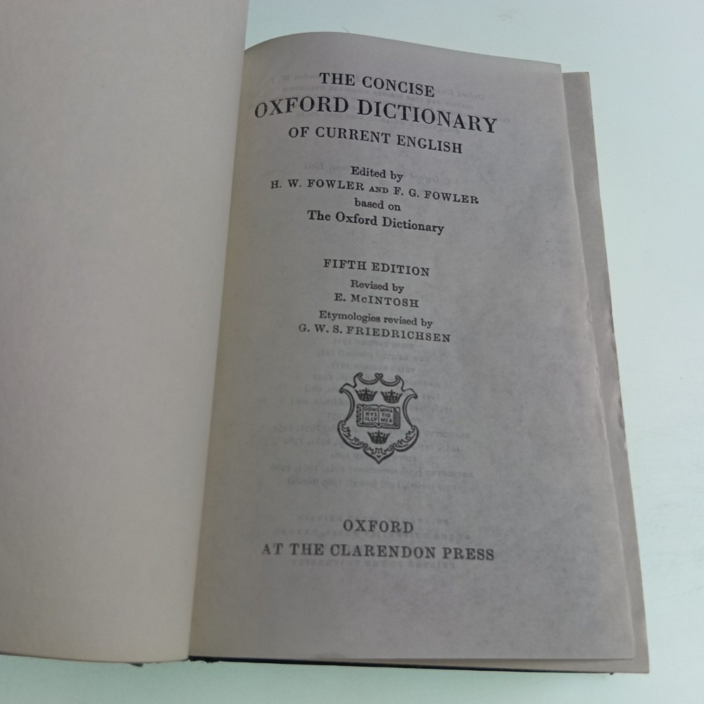 Concise Oxford Dictionary Fowler 1969 Hardback Book