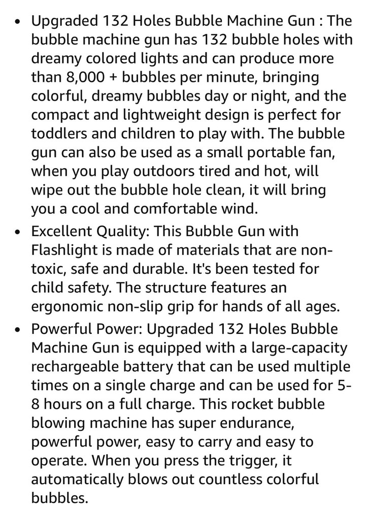 132 Hole Electric Automatic Light Bubble Machine Bubbles Gun for Children Kid