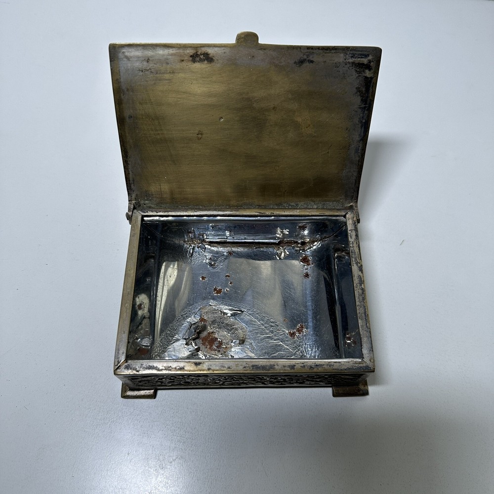 Vintage Brass Engraved Cigarette Box Case