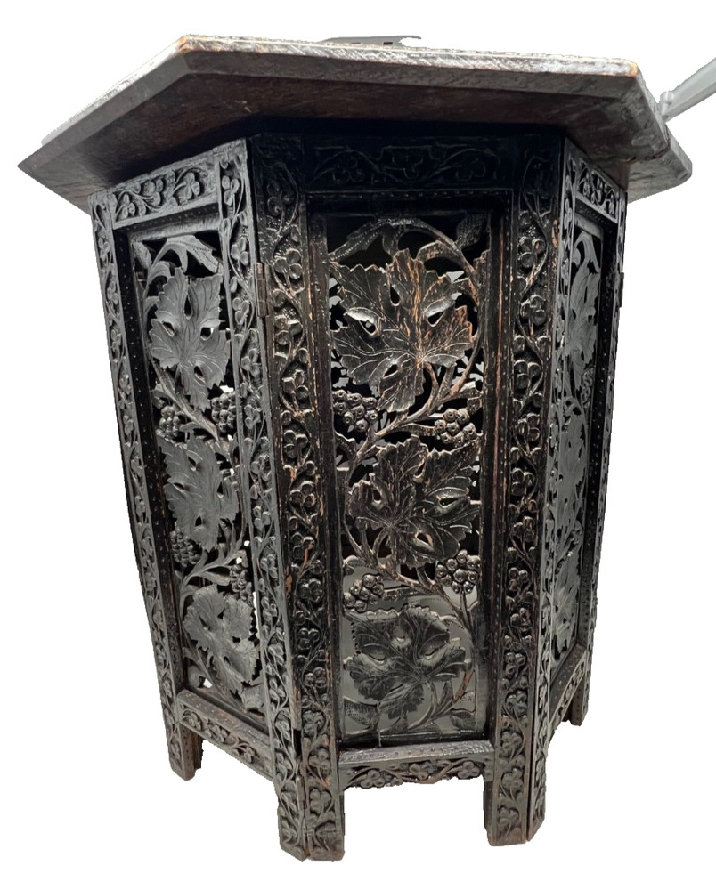 Antique Hand Carved Sheesham Octagon Folding Table