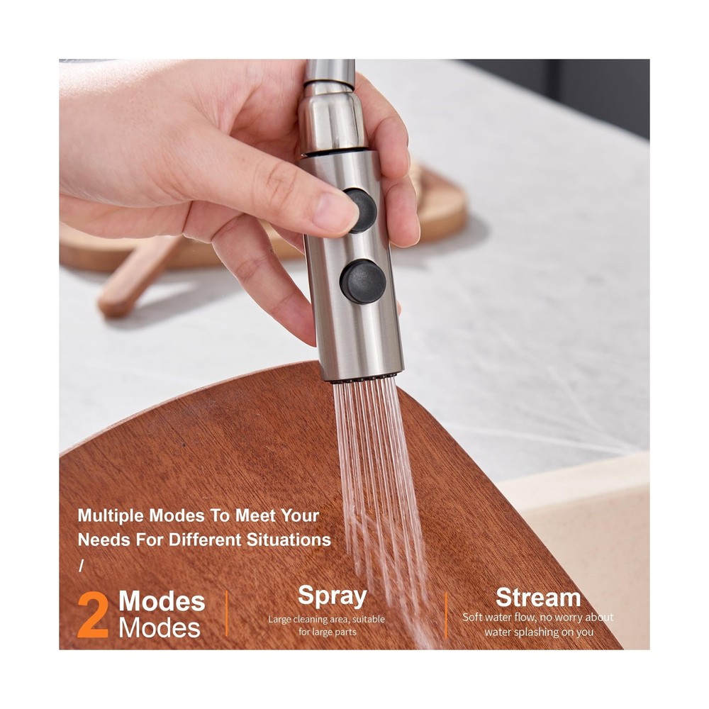 Metal Kitchen Faucet Head Replacement, Pull Down Spray Head with 15 Adapters,...