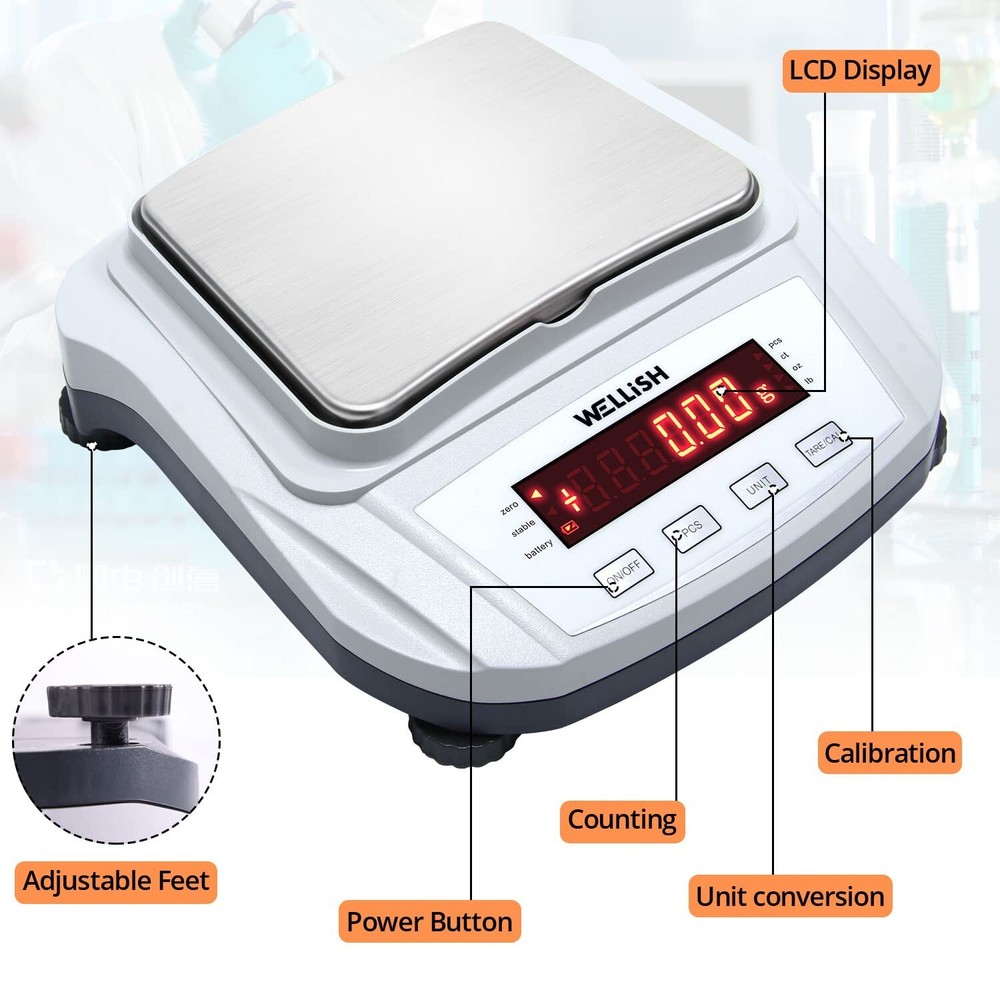 Lab Scale 2000g/0.01g High Precision Digital Scale Analytical Balance Electro...