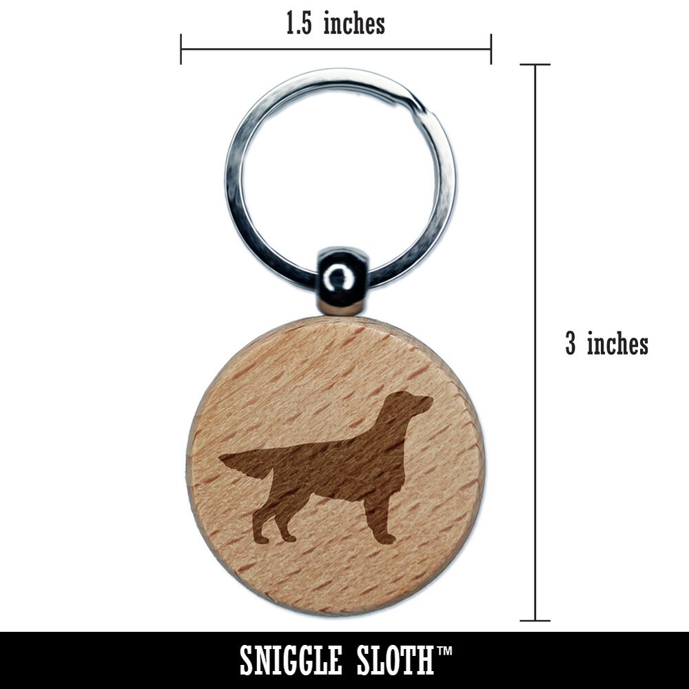 Flat-Coated Retriever Dog Solid Engraved Wood Round Keychain Tag Charm