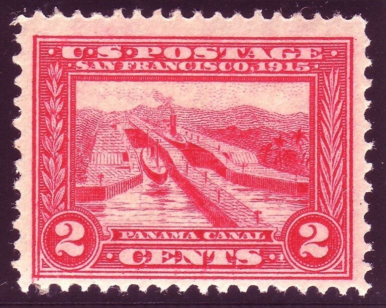 #398 TWO CENT PANAMA-PACIFIC. MEDIUM FINE 3.  ORIGINAL GUM. SCV $16