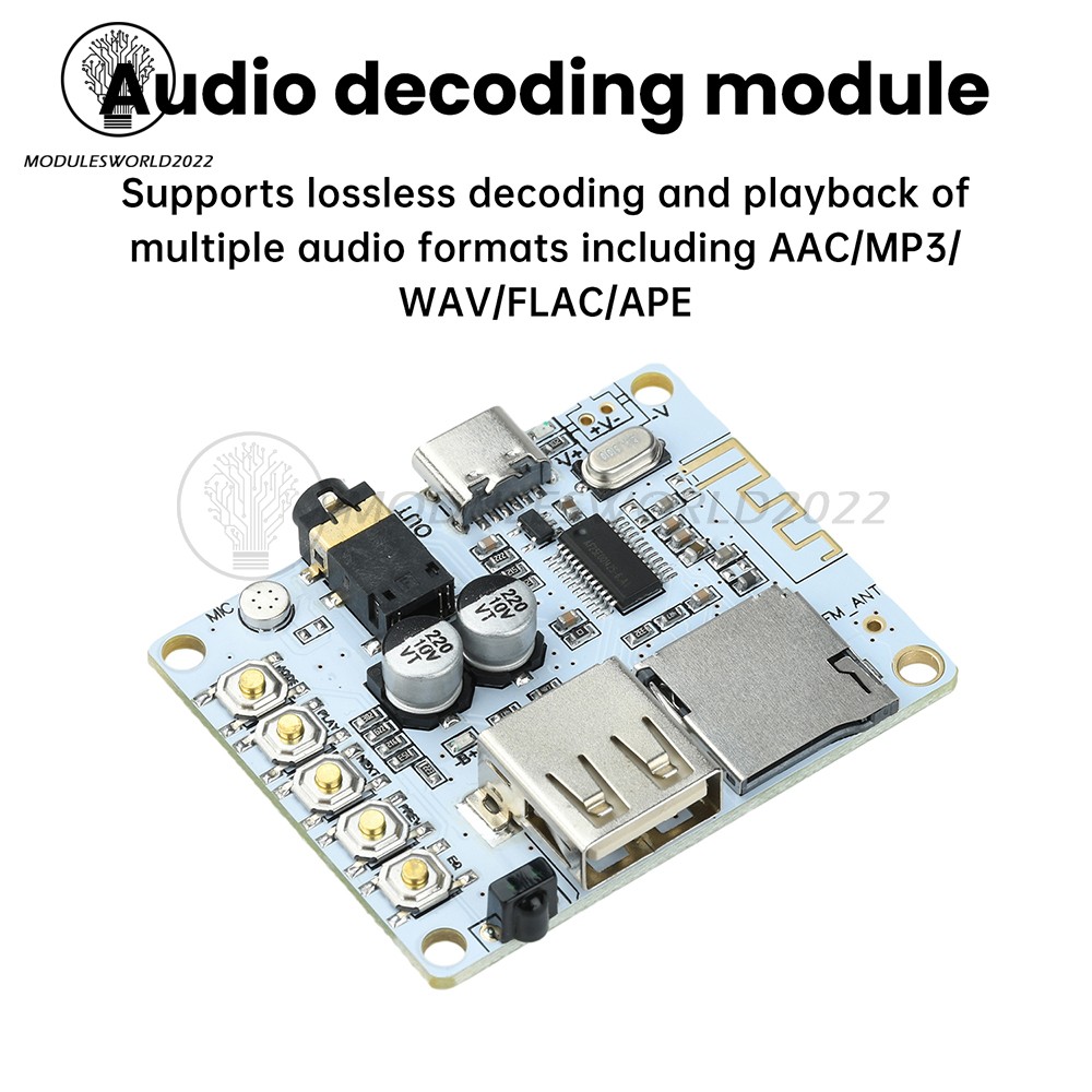 Bluetooth 5.4 Audio Receiver Board MP3 Lossless Decoder Decoding Module Type-C
