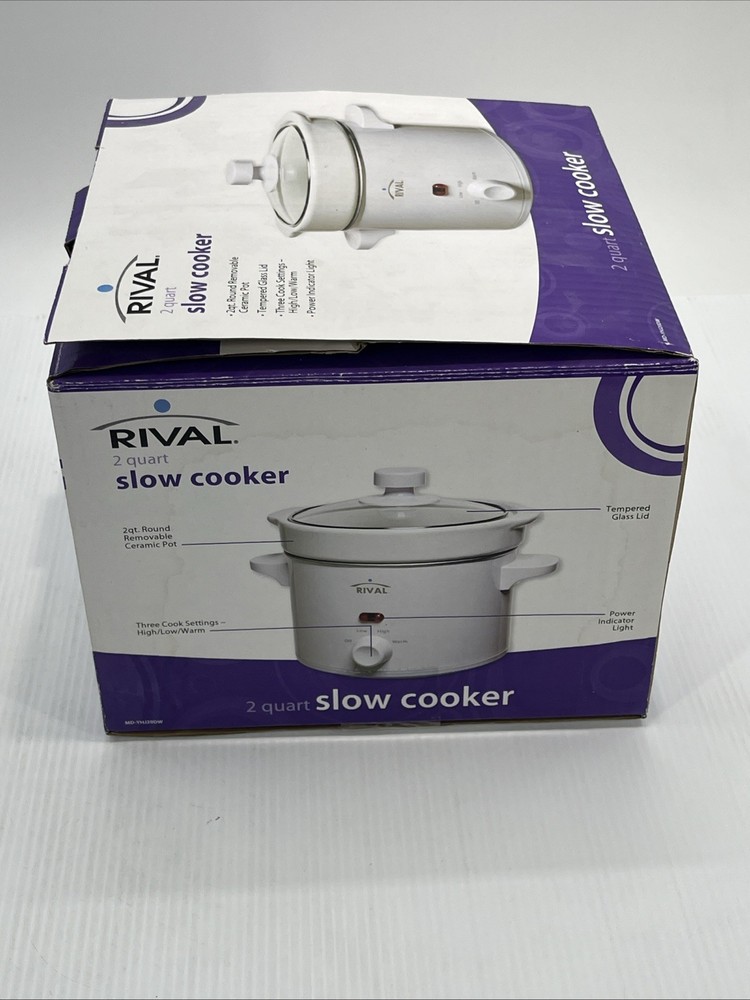 Rival 2 Quart Slow Cooker with Removable Ceramic Pot and 3 Cook Settings {145}.