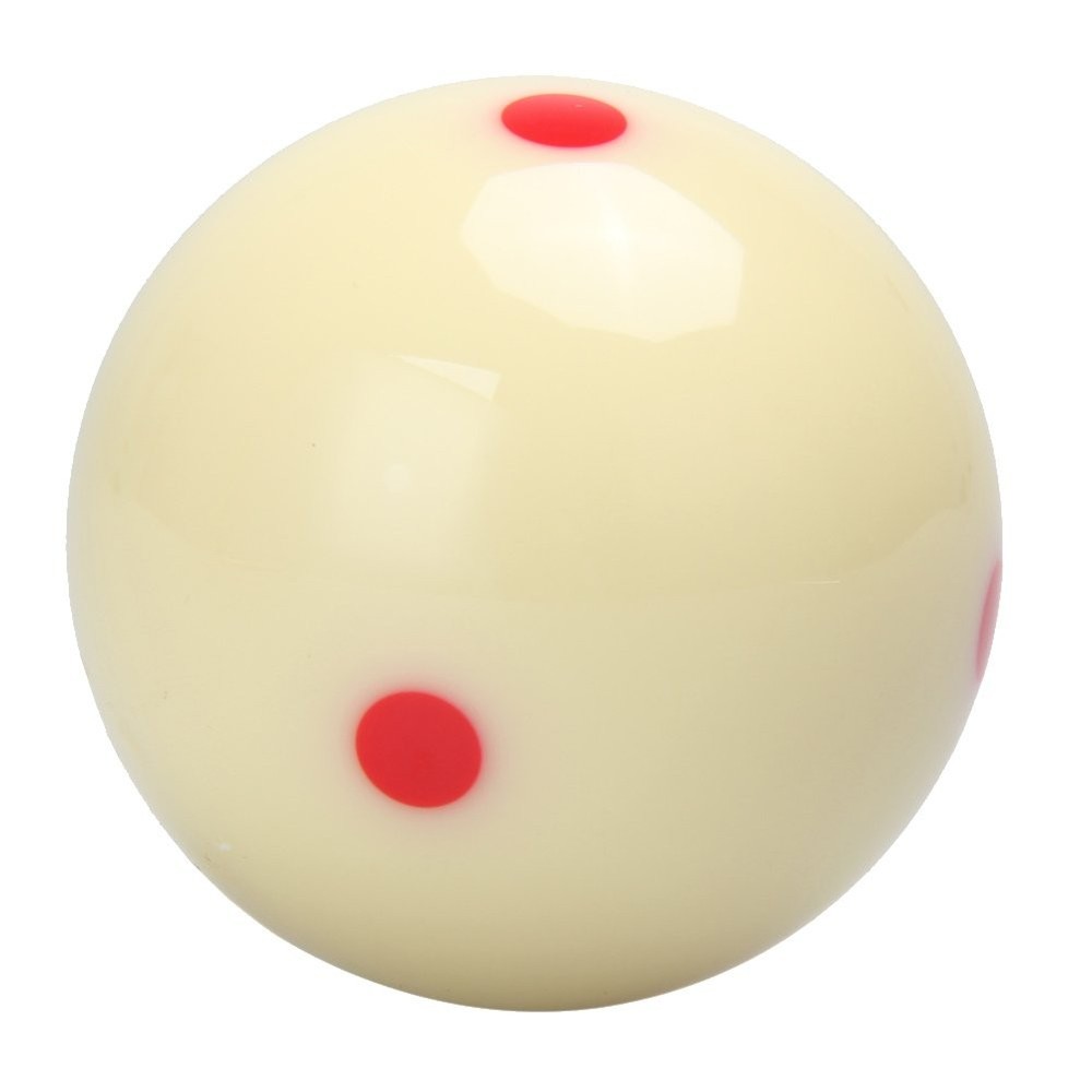 Red Dot Cue Ball, AAA-Grade PRO 6 Billiard Practice 2 1/4", White
