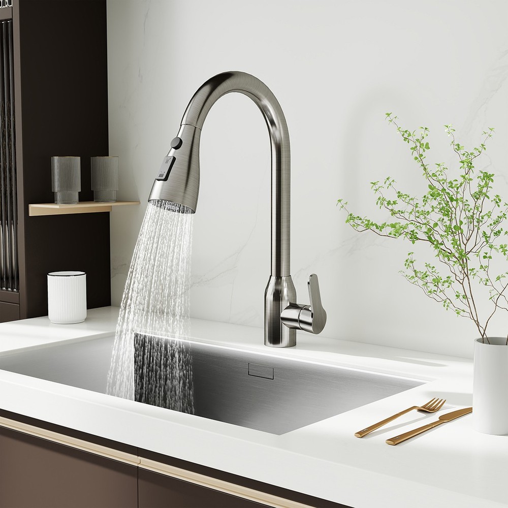Kitchen Faucet Pull Down Brushed Nickel Stainless Steel Single Handle Mixer
