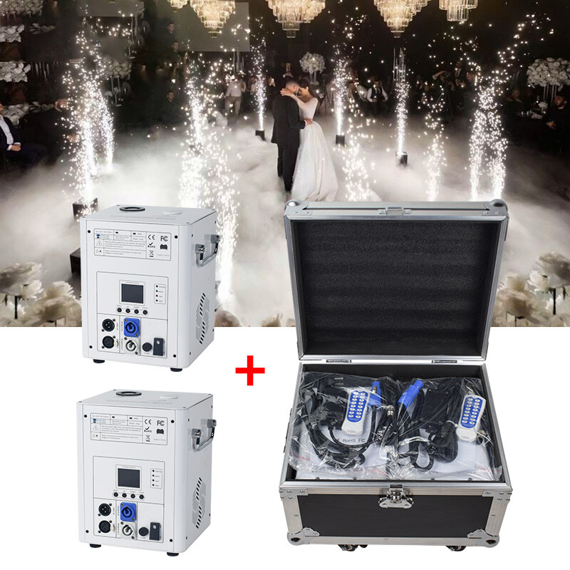 2PCS 750W White Cold Spark Fireworks Machine Wedding Stage Machine with Fly Case