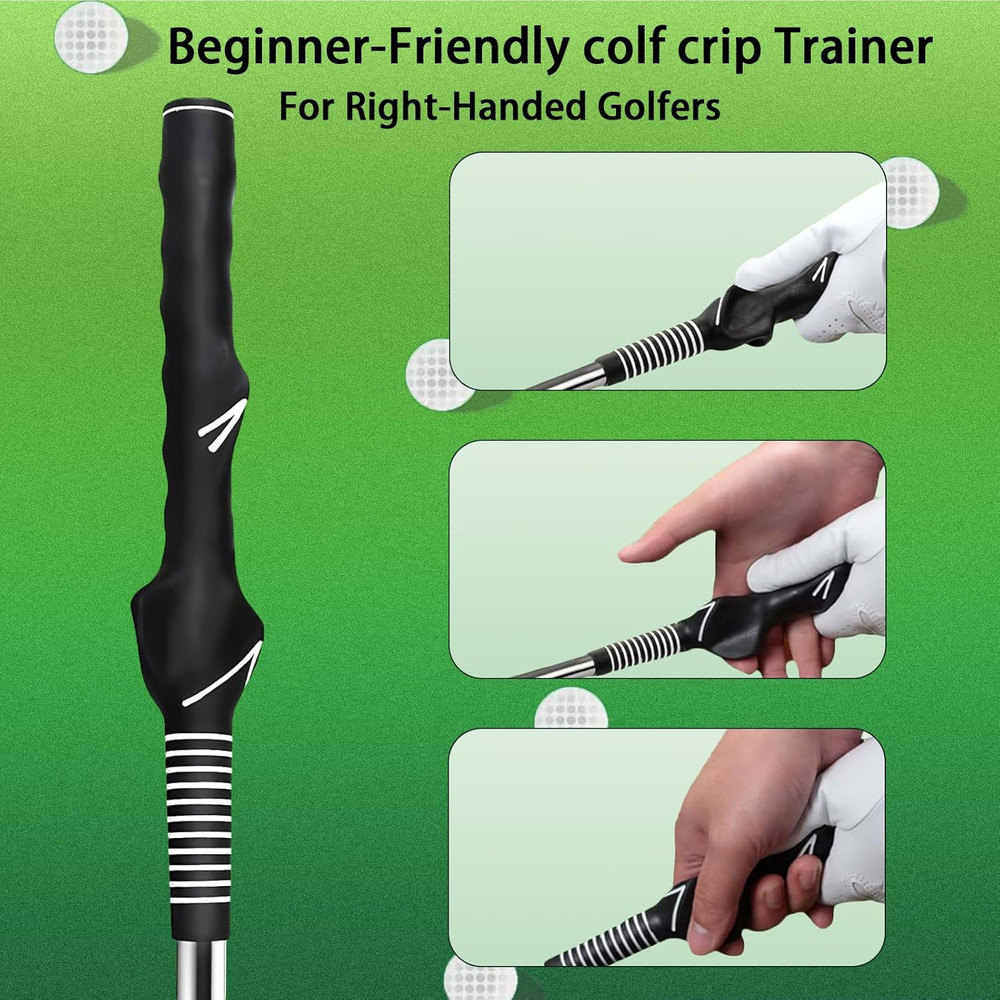 Retractable Golf Swing Trainer, Golf Training Aid and Grip Trainer with Click Fe