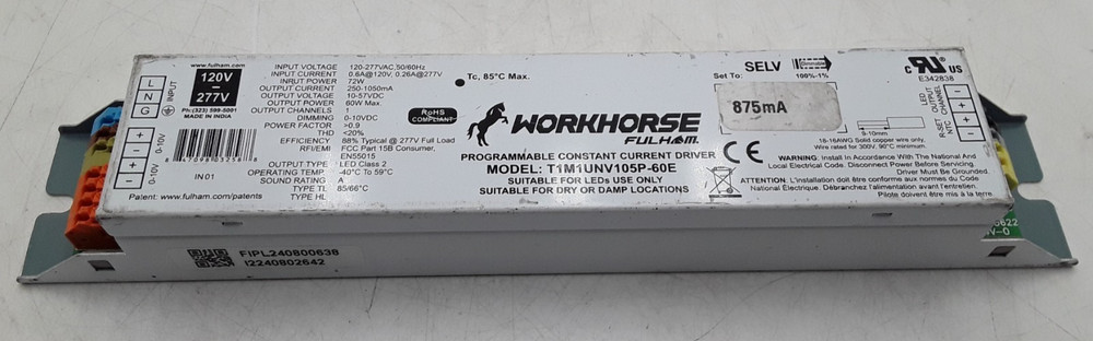 Fulham | Model: T1M1UNV105P-60/WorkHorseLED Programmable Constant Current Driver