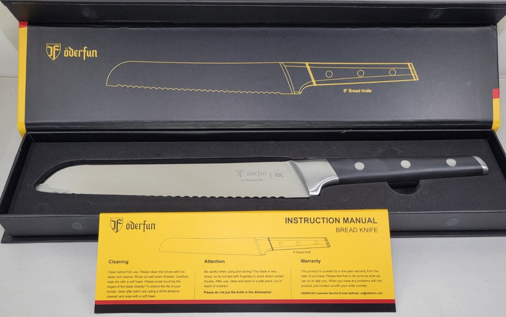 ODERFUN 8 in Bread Knife Chef Quality Professional Serrated Bread Knife