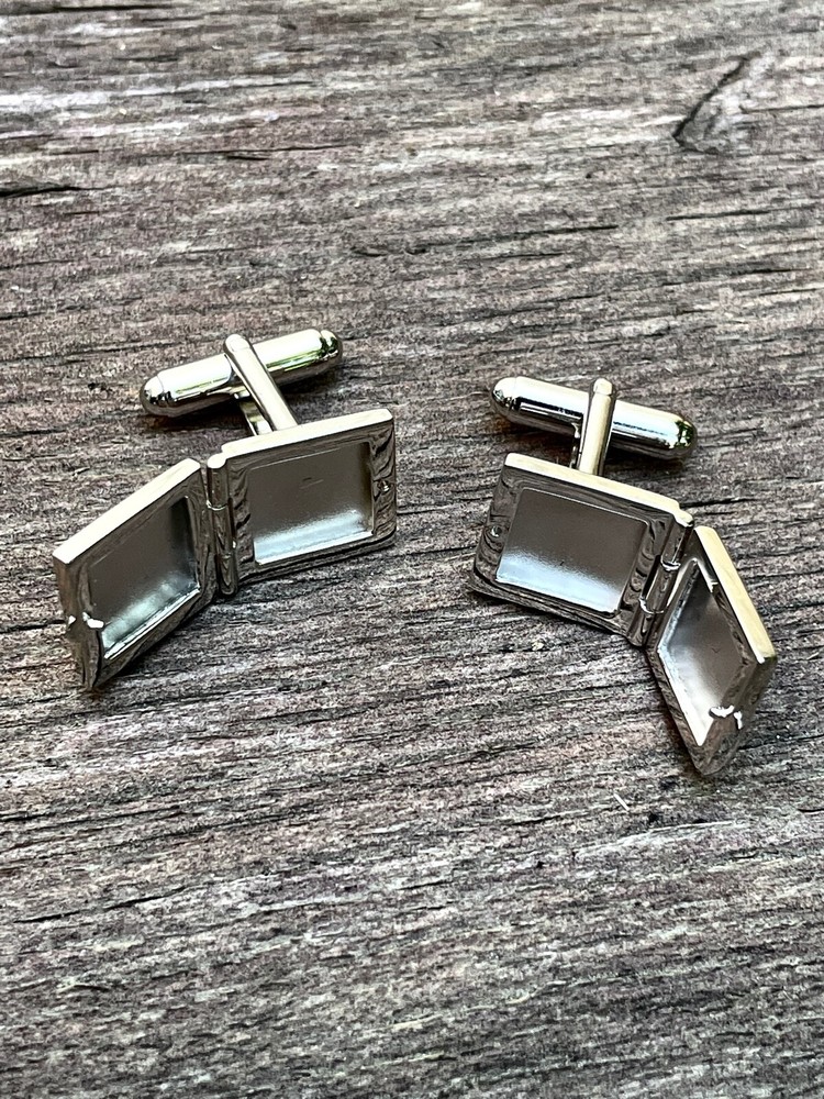 925 Silver Square Hidden Locket Cufflinks