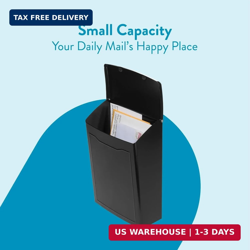 Architectural Mailboxes 2681B Black Marina Wall Mount Mailbox, Small
