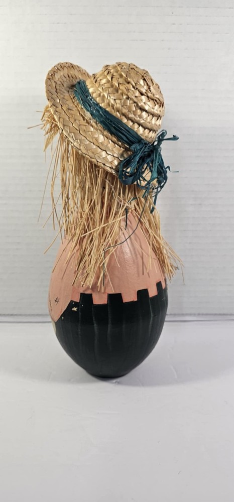Hand Painted Fall Scarcrow Gourd.