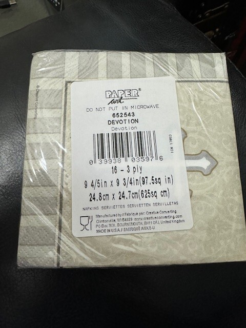 Devotion 3-Ply Beverage Napkins Paper 16 Per Pack Silver Religious Tableware