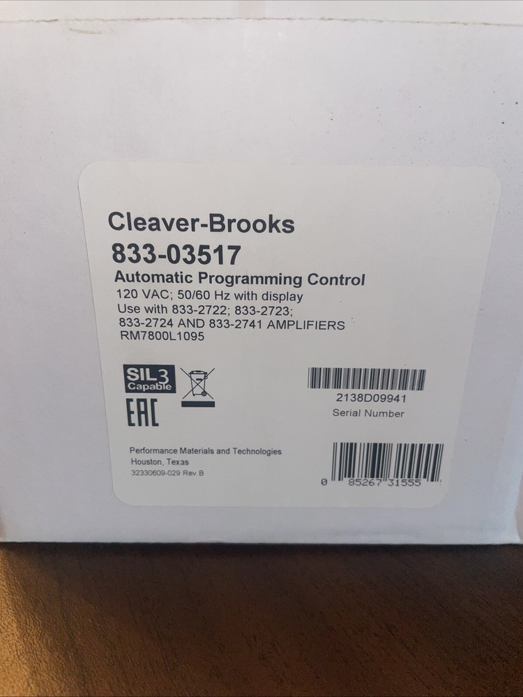 CLEAVER BROOKS 833-03517 AUTOMATIC PROGRAMMING CONTROL