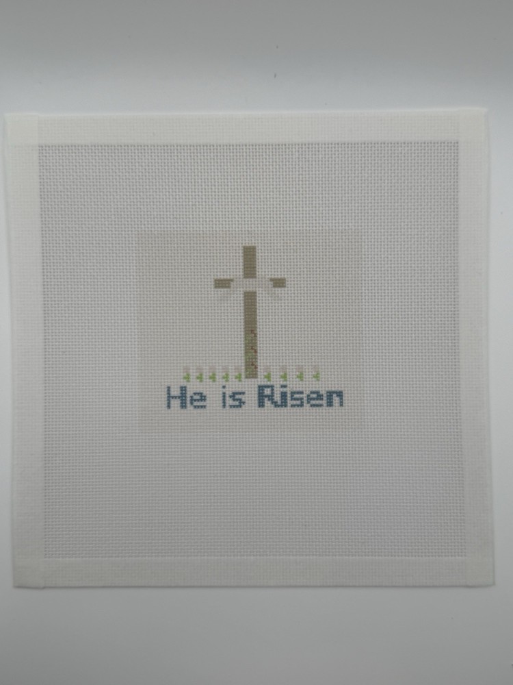 He is Risen Easter Cross Needlepoint Canvas