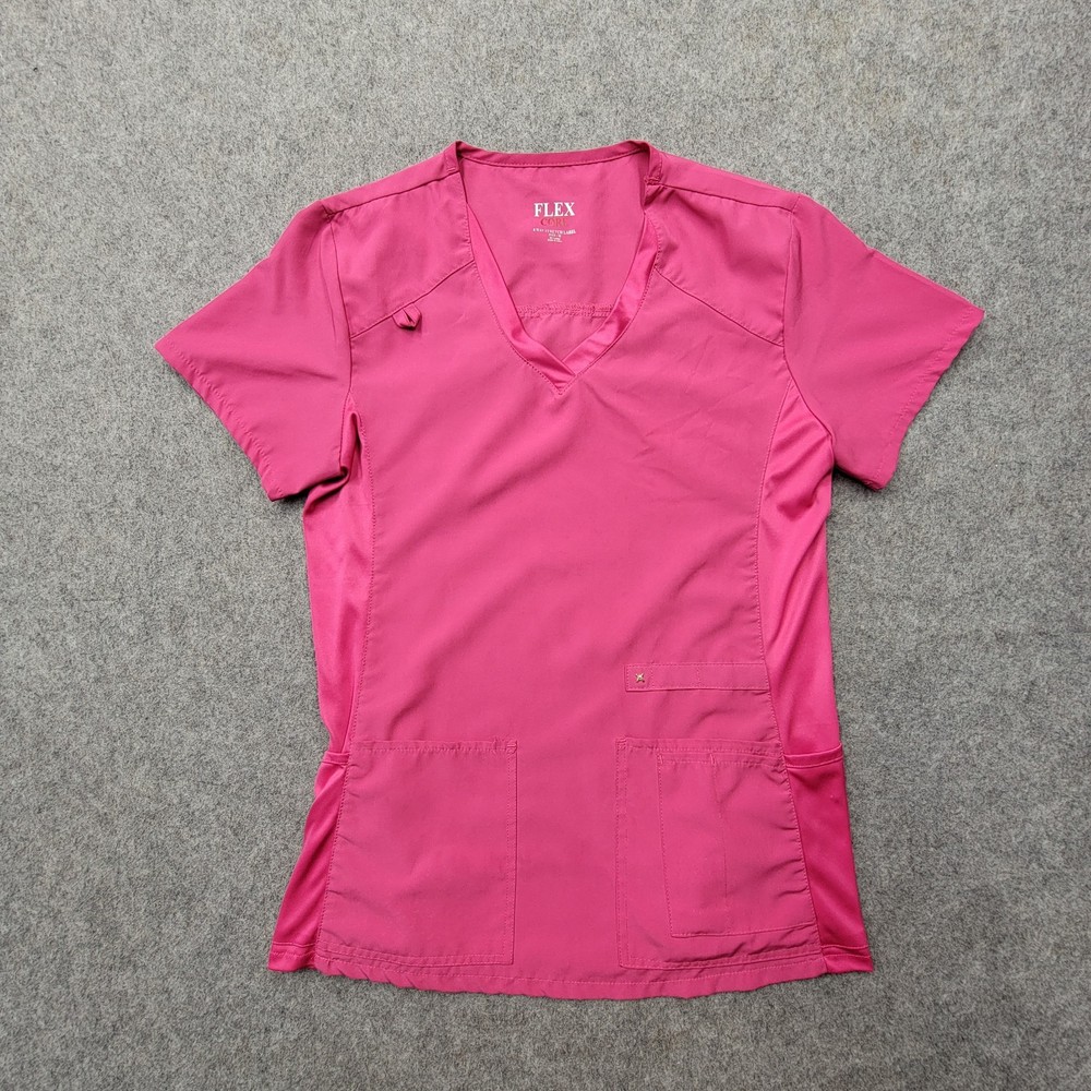 Flex Core Pink Scrub Uniform Top Size M Shortsleeve