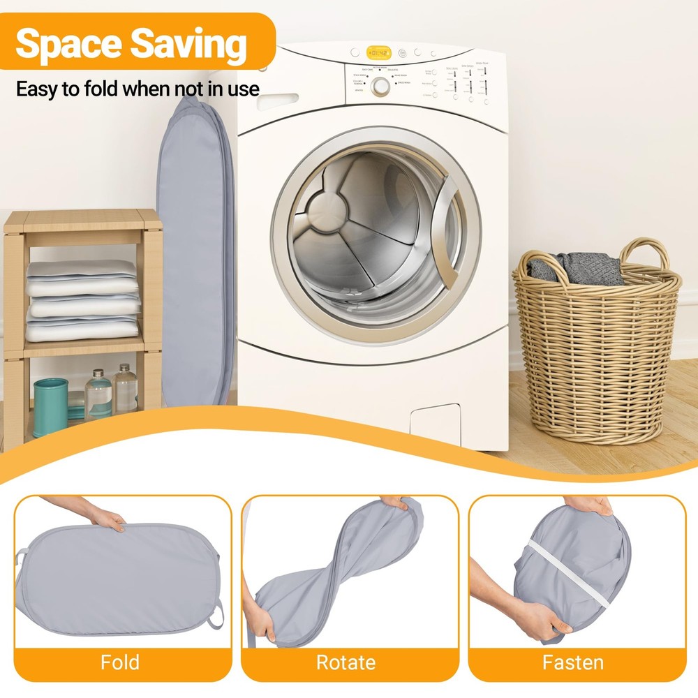 Sturdy Collapsible Laundry Baskets with Side Pocket, Pop Up Laundry Hamper Li...
