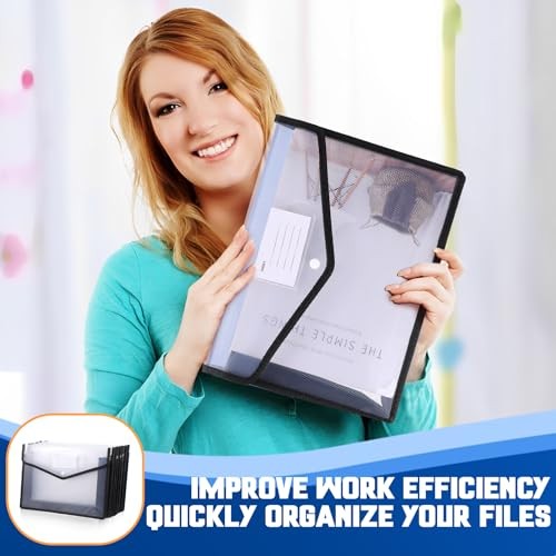 10-Pack Plastic File Folders Expanding Document Organizer with Snap Closure,