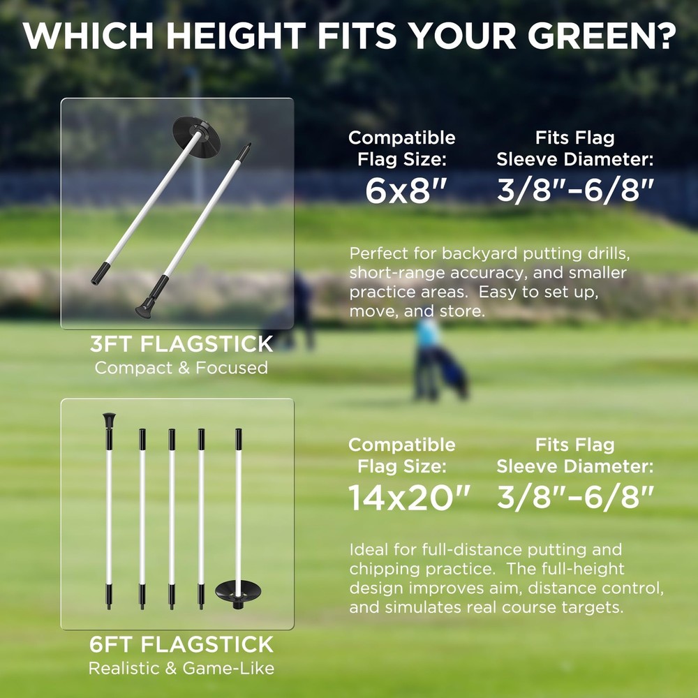 Golf Flagstick Mini, Practice Putting Green Flag Stick for Yard, Pole | Pin |...